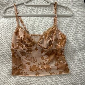 Adika Floral Lace Cami Top - Brown and Cream